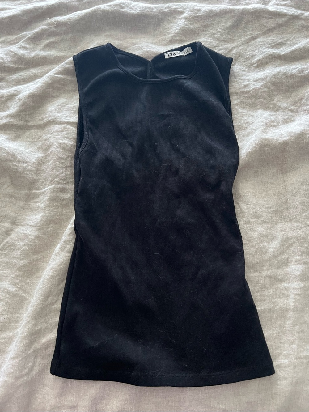 Zara Black Ribbed Crewneck Tank